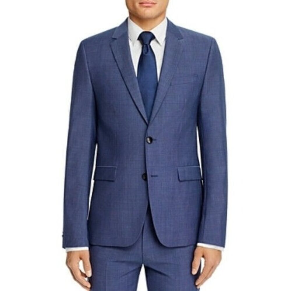 Hugo BOSS Astian Tic Weave Extra Slim Fit Suit Jacket Blue Size 42R